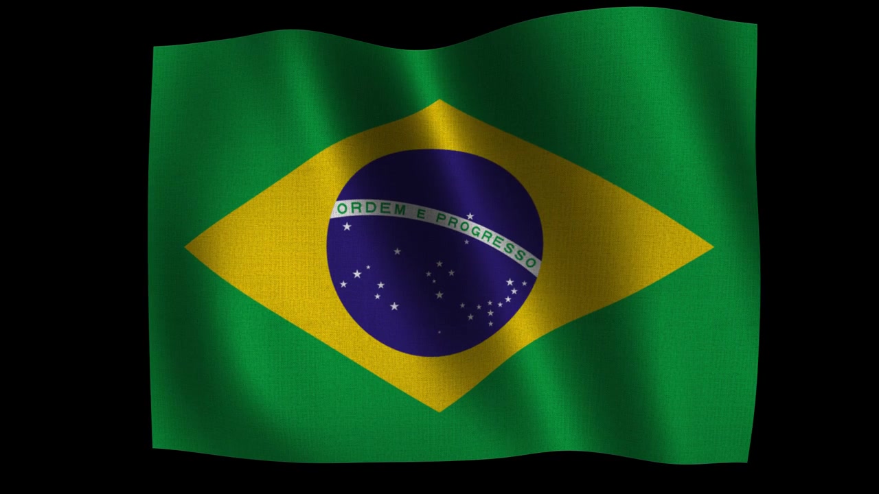 Bandeira do Brasil Ondulando com Textura de Tecido.