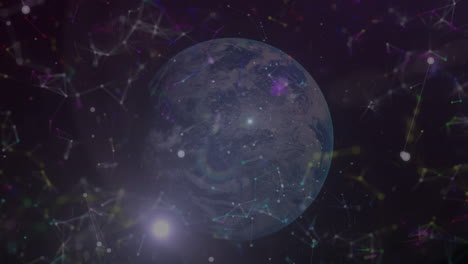 animación de puntos y círculos sobre constelaciones y globo