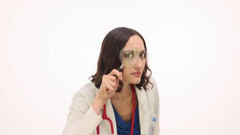 Doctor Looking Through a Magnifying Glass