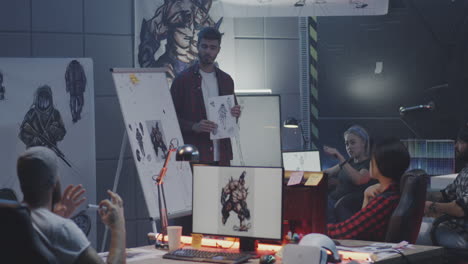game design presentation in a creative studio