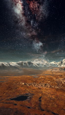 milky way over snowy mountains