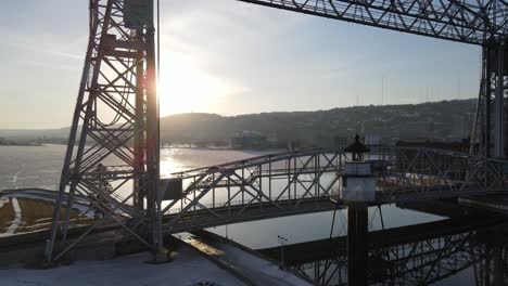 iconic duluth, minnesota lift bridge 4k drone shot