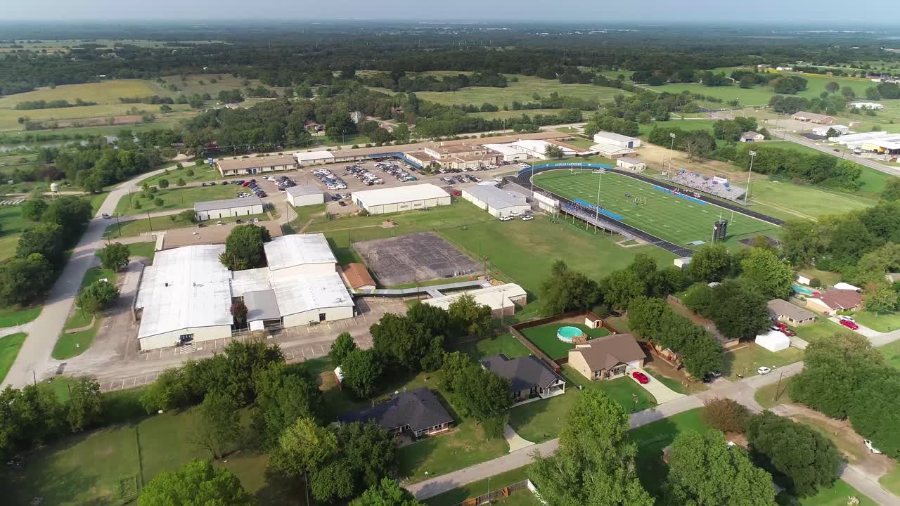 Aerial view of Thompson Middle School in Quinlan Texas