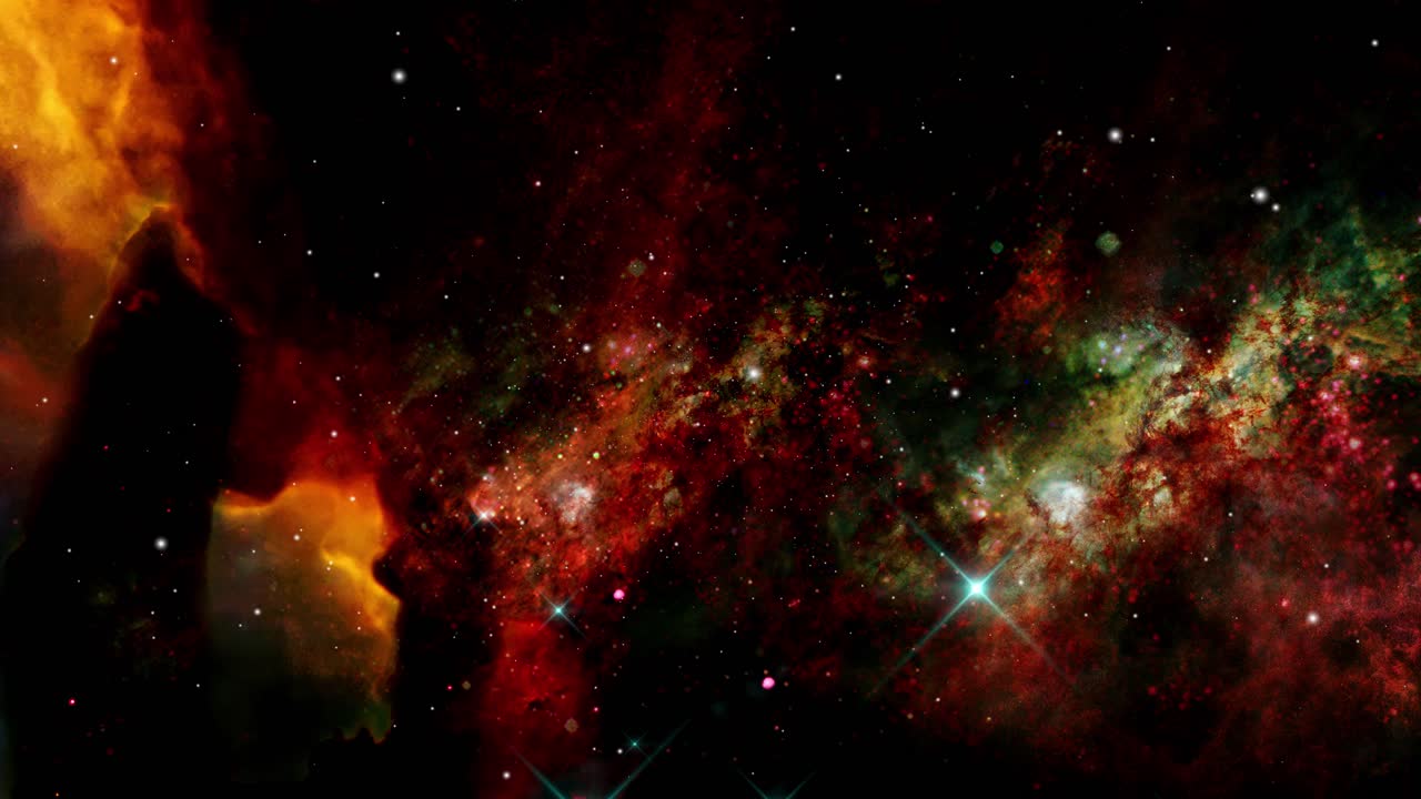 우주에서 발달하고 결합하는 성운 구름