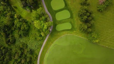 overhead drone shot of a beautiful golf course