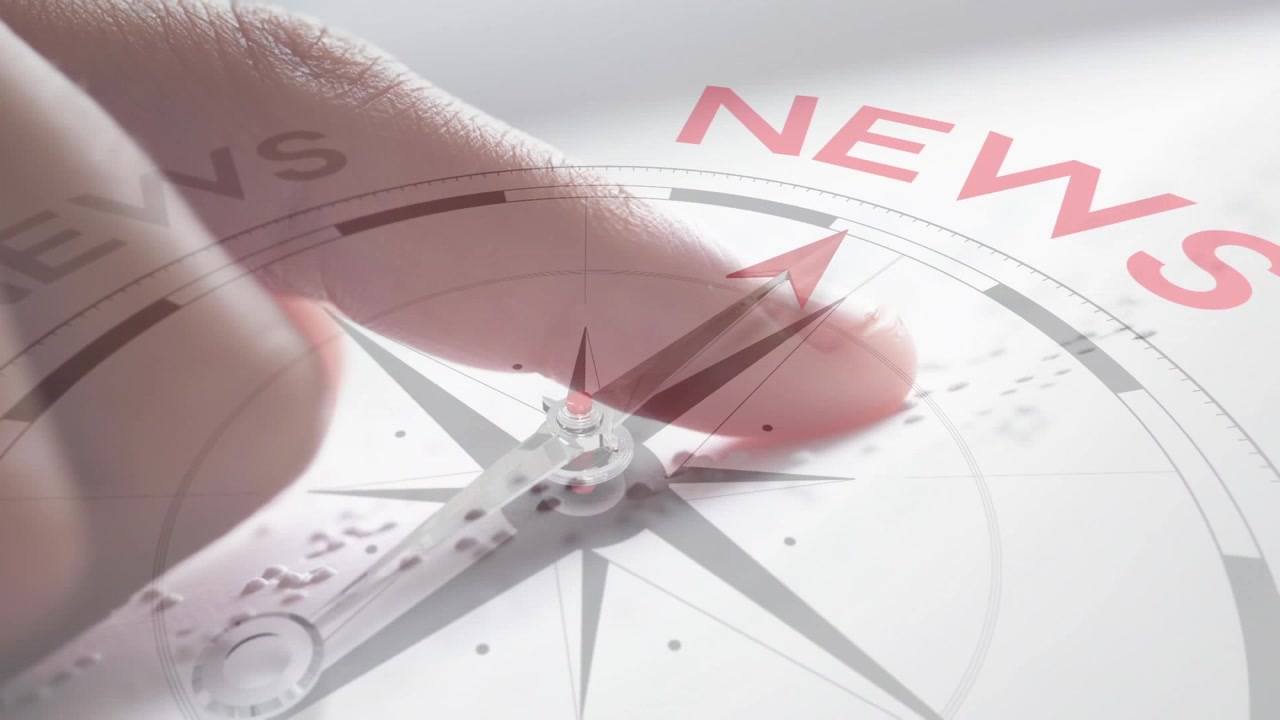 Animation of compass pointing to news
