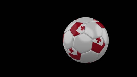 tonga flag on flying soccer ball on transparent background, alpha channel