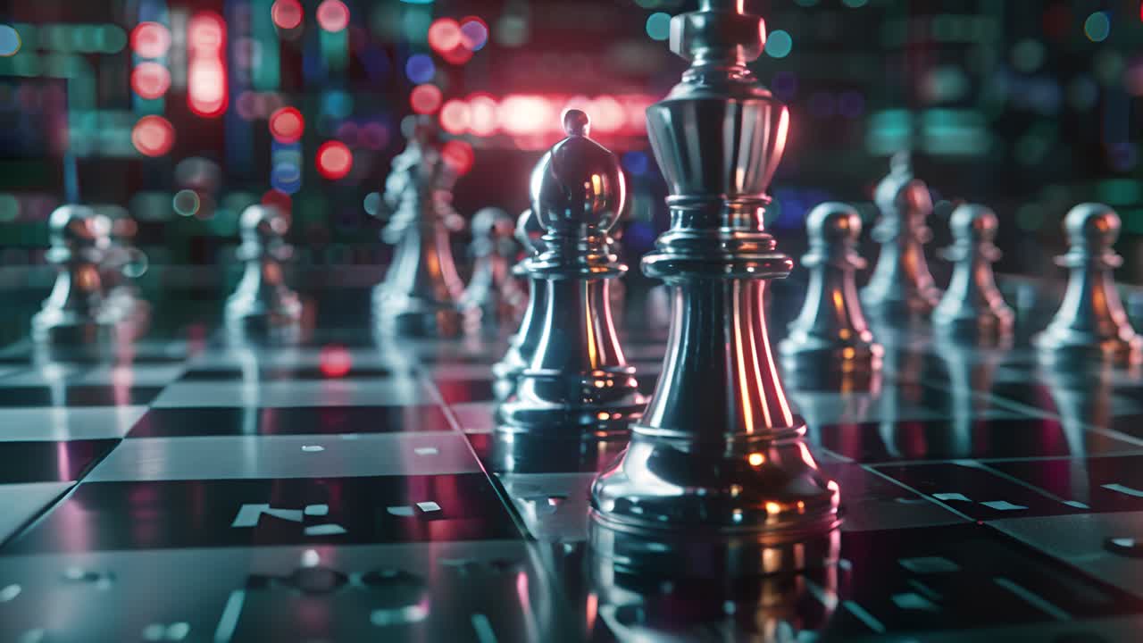 Chess Game in a Futuristic Cityscape