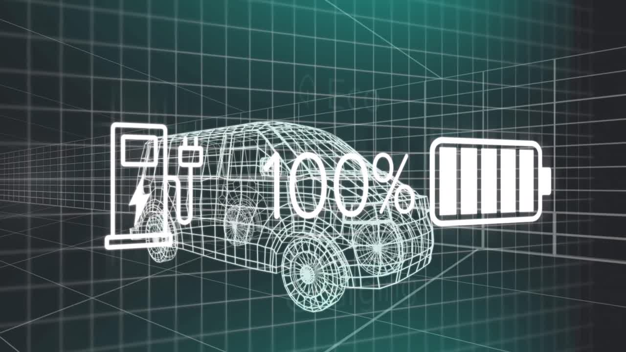 전기 차량 인터페이스의 충전 상태 데이터의 애니메이션, 3d 밴 모델 이상