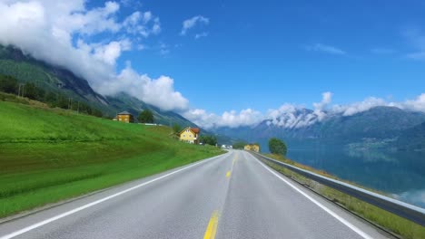 driving a car on a road in norway