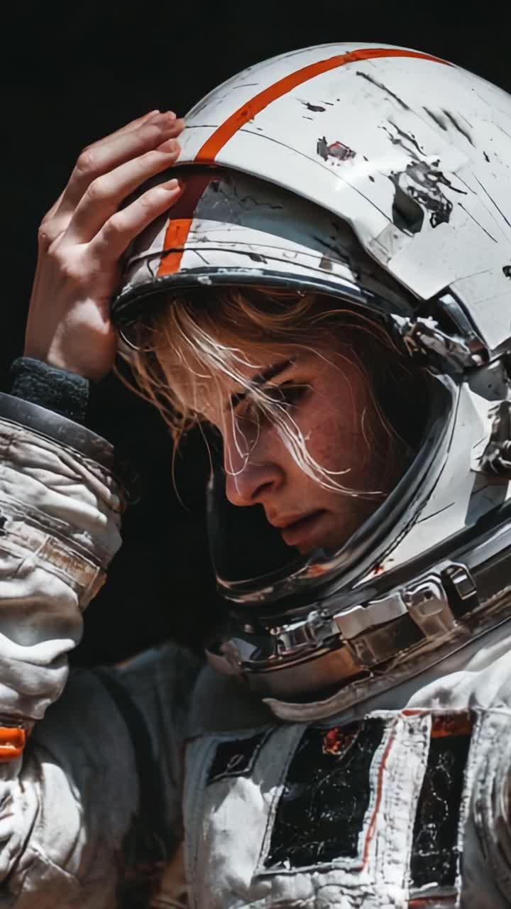 Et gribende øjeblik fanget: En astronaut reflekterer midt i udfordringerne ved rumforskning og menneskelig indsats i det store ydre rum
