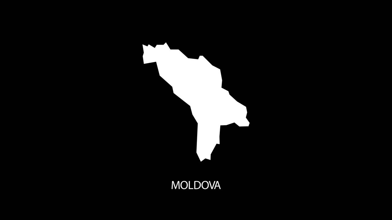 revelación digital y zoom en el mapa del país de moldova video alfa con el nombre del país revelación de fondo | mapa del country de moldova y título revelación de video alfa para editar plantilla conceptual