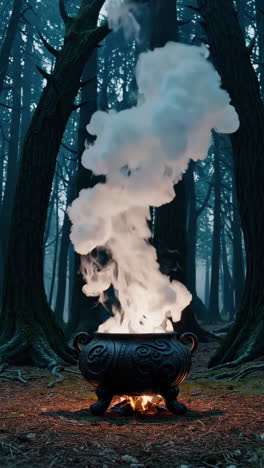 enchanted cauldron in a dark forest
