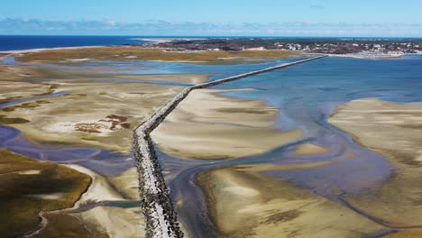 aerial view of the provincetown causeway allowing hikers to access the tip of the cape