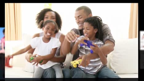 Animation-of-diverse-families-having-fun-