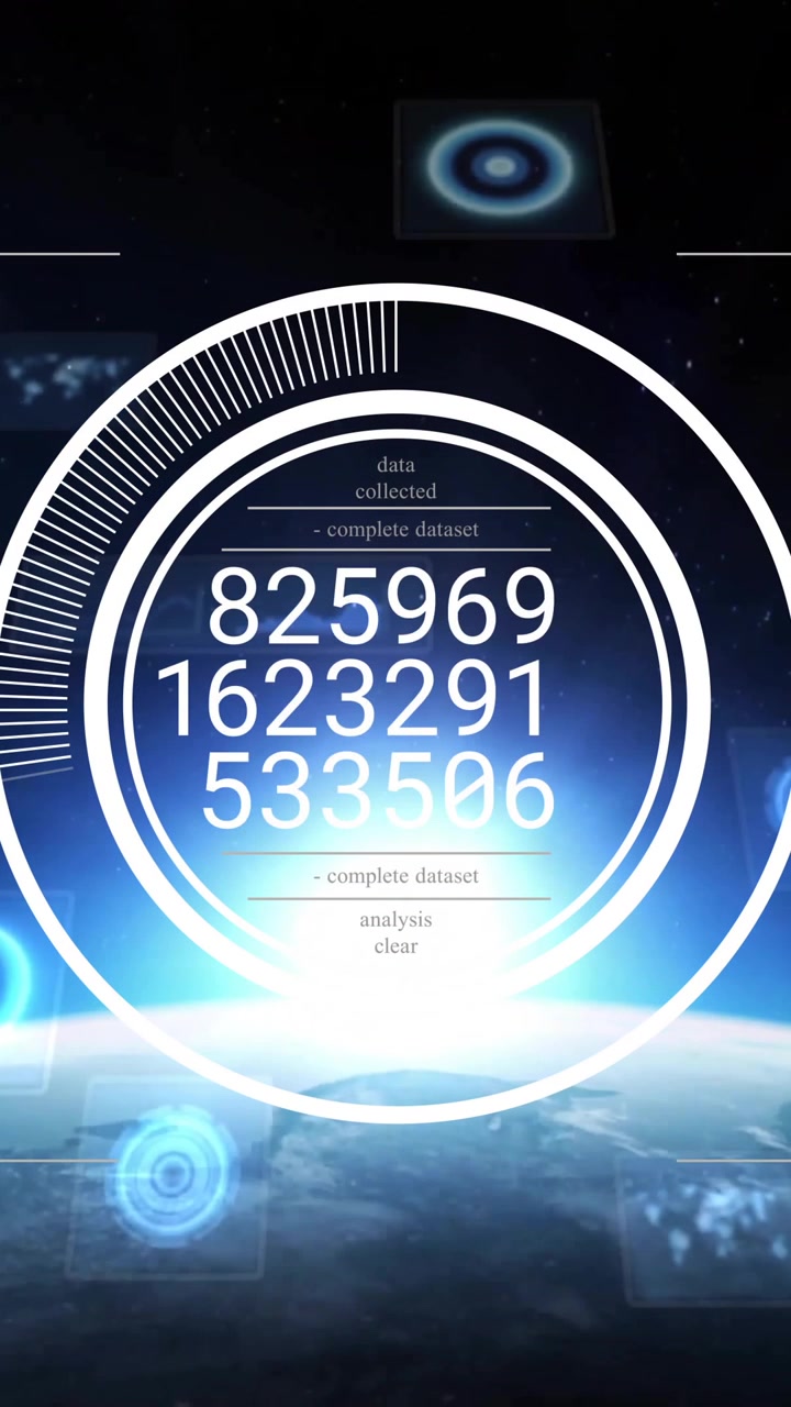 Animation of data processing over globe on black background