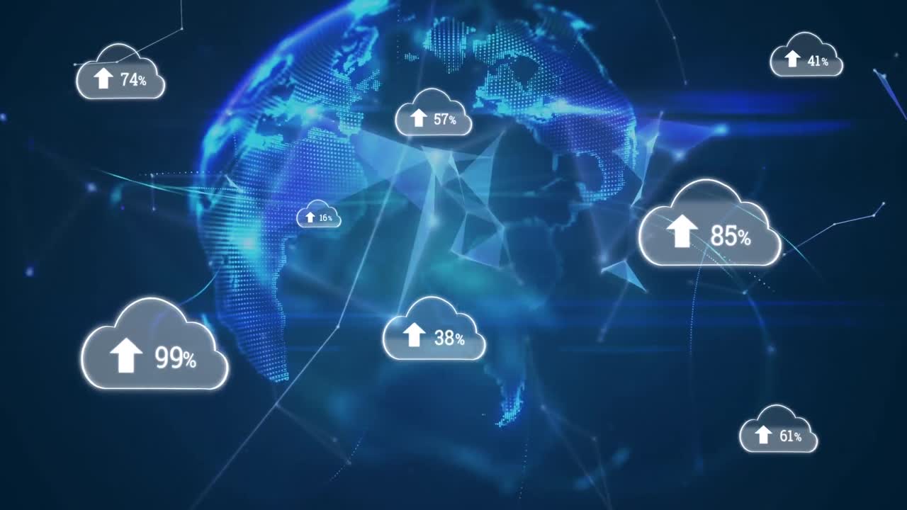 animación de nubes con carga sobre el globo giratorio