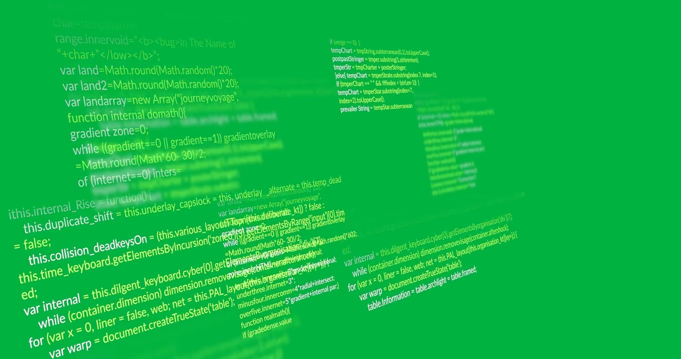 Animatie van groen-witte computergegevensverwerking op transparante achtergrond.
