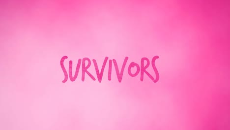 animation of pink survivor text appearing on pink background