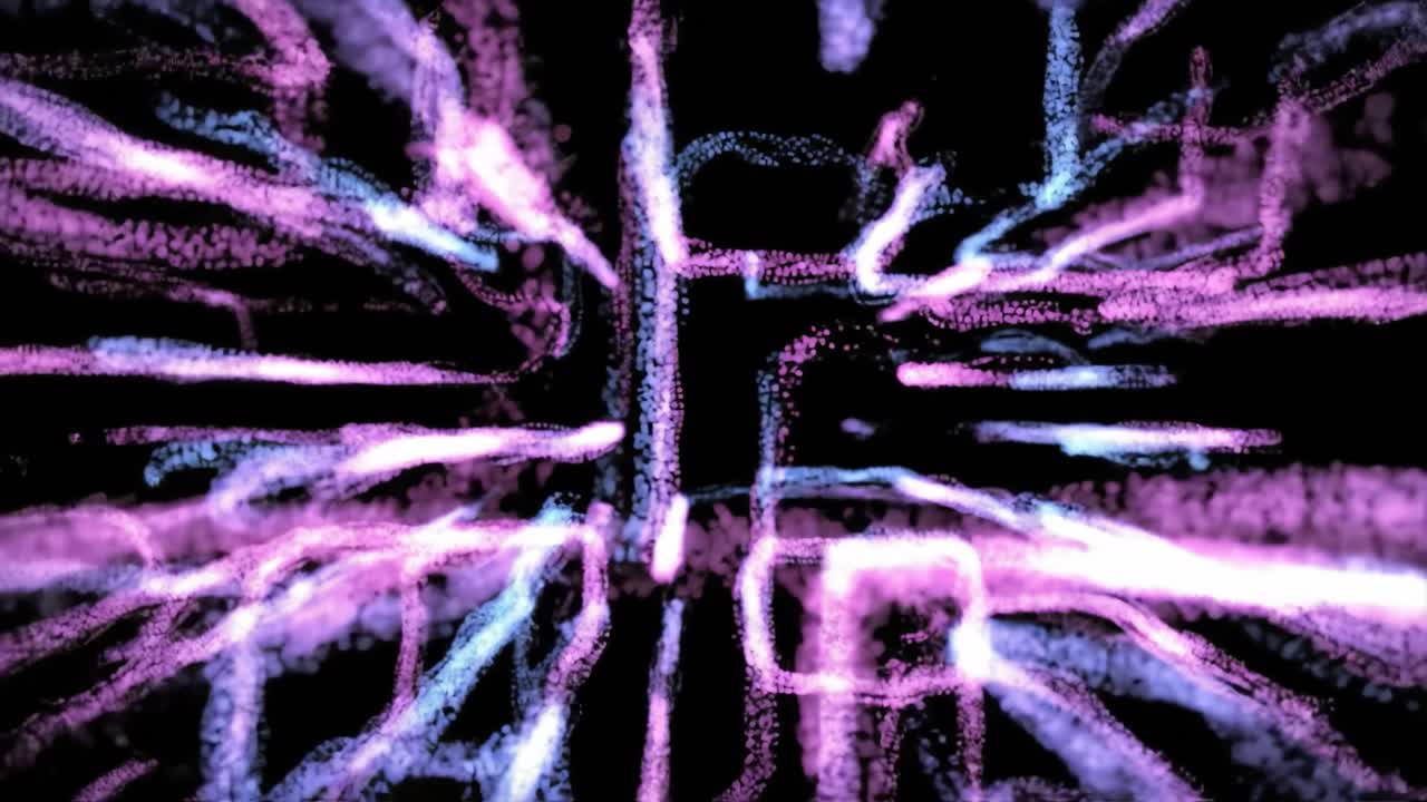 Dynamic colorful lines pulse and flow through a dark background, creating a mesmerizing abstract display. This captivating visual evokes a sense of energy and movement.