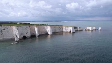 the drone aerial footage of old harry rocks.