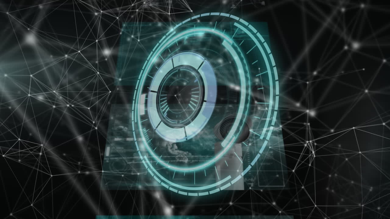 Animation of scope scanning over screens and network of connections