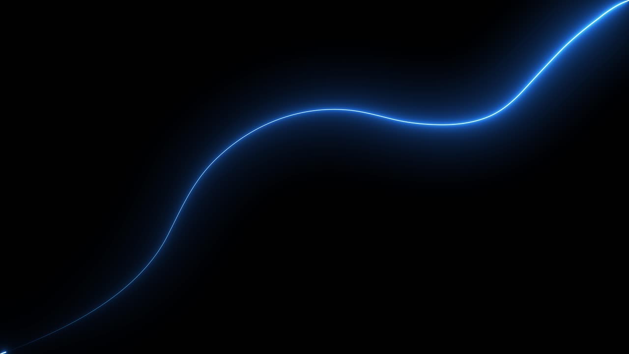 Abstract Neon Blue Curve on Black Background