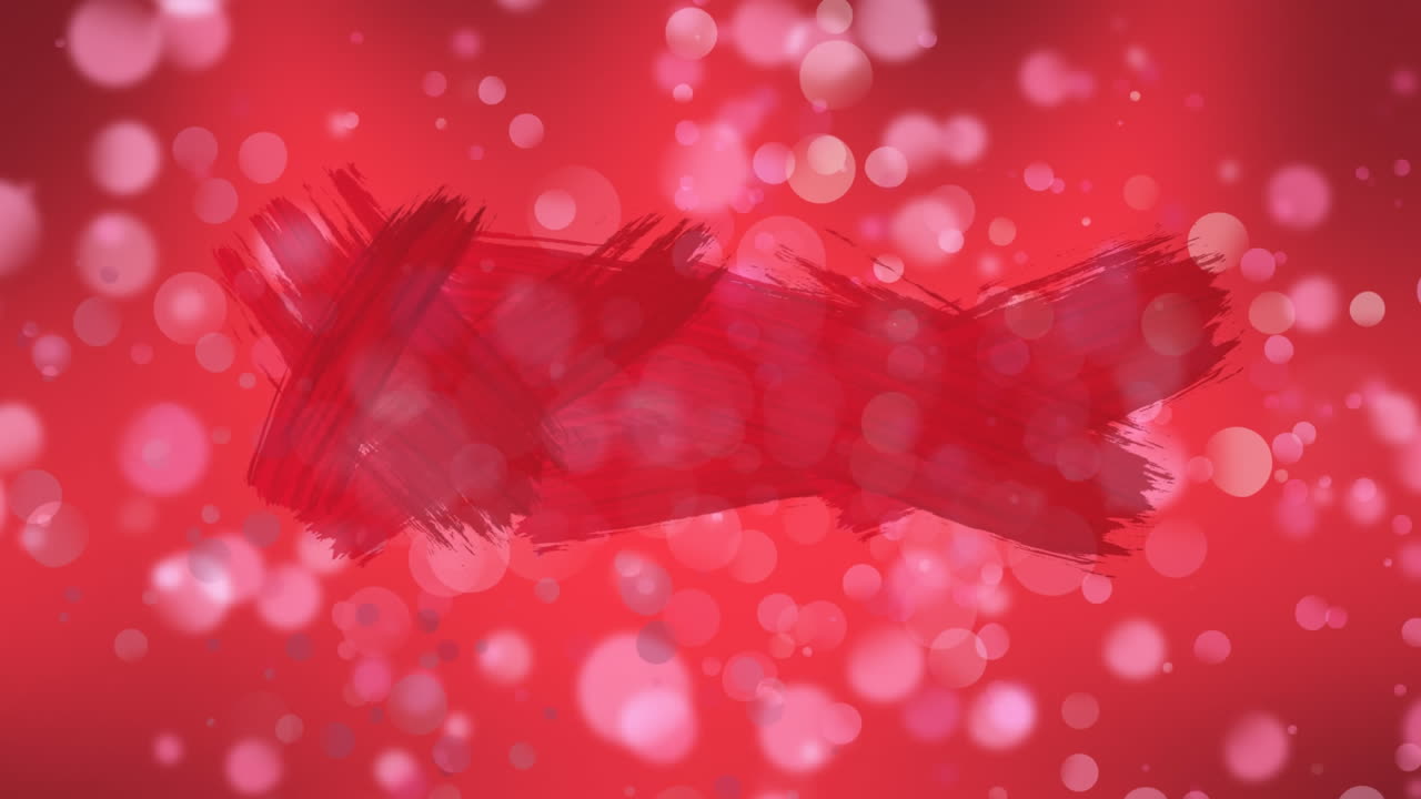 ⁇ 은 바탕에  ⁇ 은 브러시 스트로크 위에 떠다니는 빛의 분홍색 반점