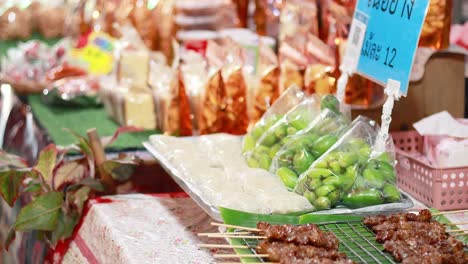 street food display at a vibrant market