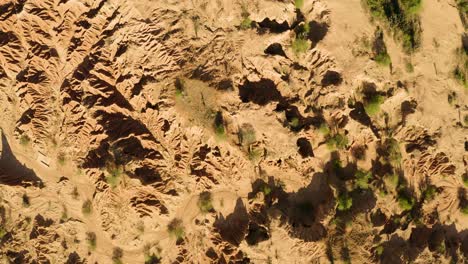 aerial shot of the tatacoa desert during midday, turning clockwise
