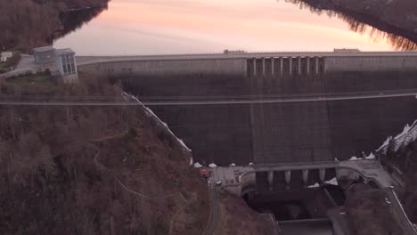 rappbode dam with the longest footbridge in the harz region, germany