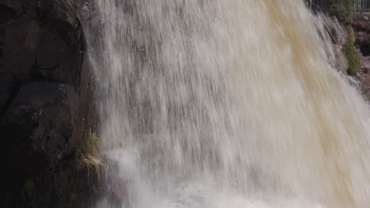 Close-Up of Rushing Waterfall on Rocky Cliff