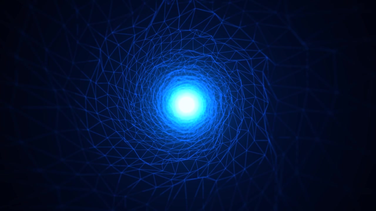 4K, cerchio blu, fantascienza, futuristico, tecnico, tunnel, volo in struttura web, astratto
