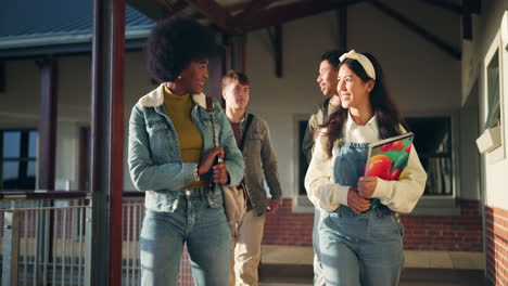 group of students walking on school campus