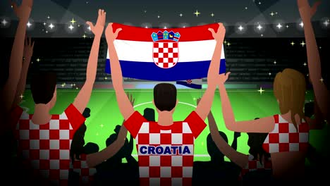 cartoon cheering soccer fans crowd croatia football animation