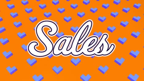 Animation-of-sales-text-over-shapes-on-orange-background