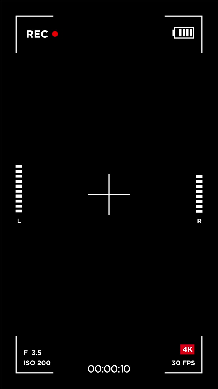 Digital Camera Recording Interface Overlay with 4K and REC Indicator
