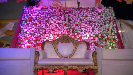 in dehradun uttarakhand india, marriage stage decorated with flower and light