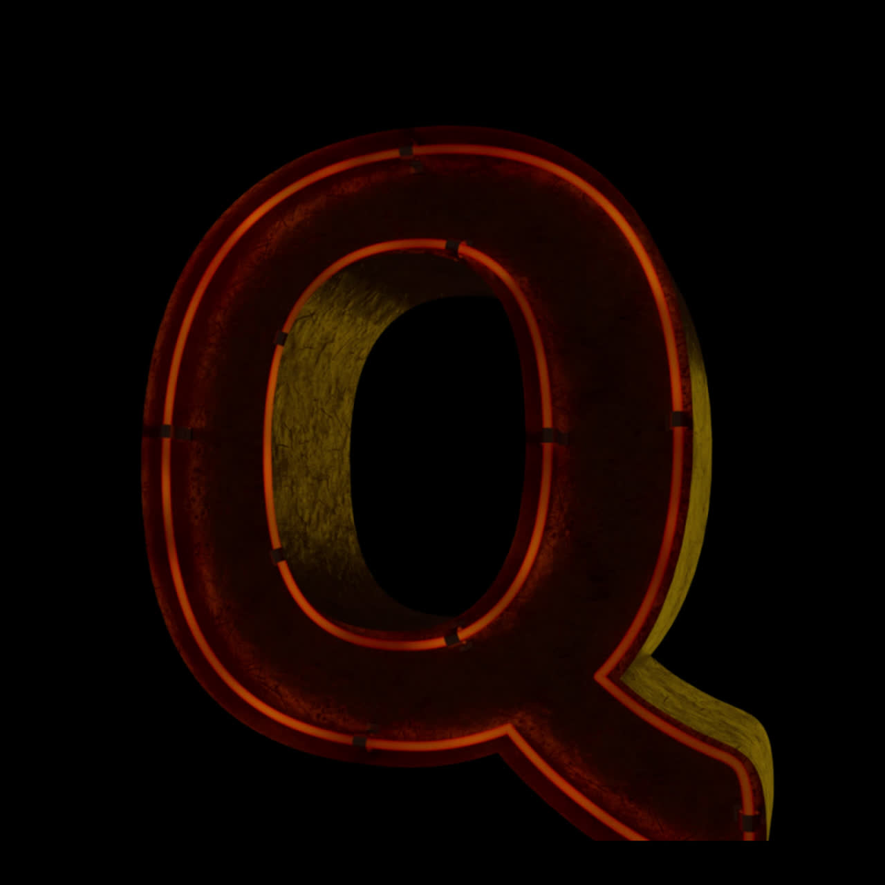 Animated Neon Sign Letter Q Lighting Up and Flickering