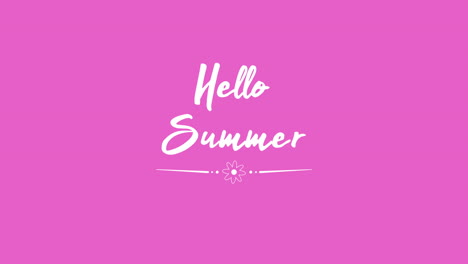hello summer with flowers on pink gradient