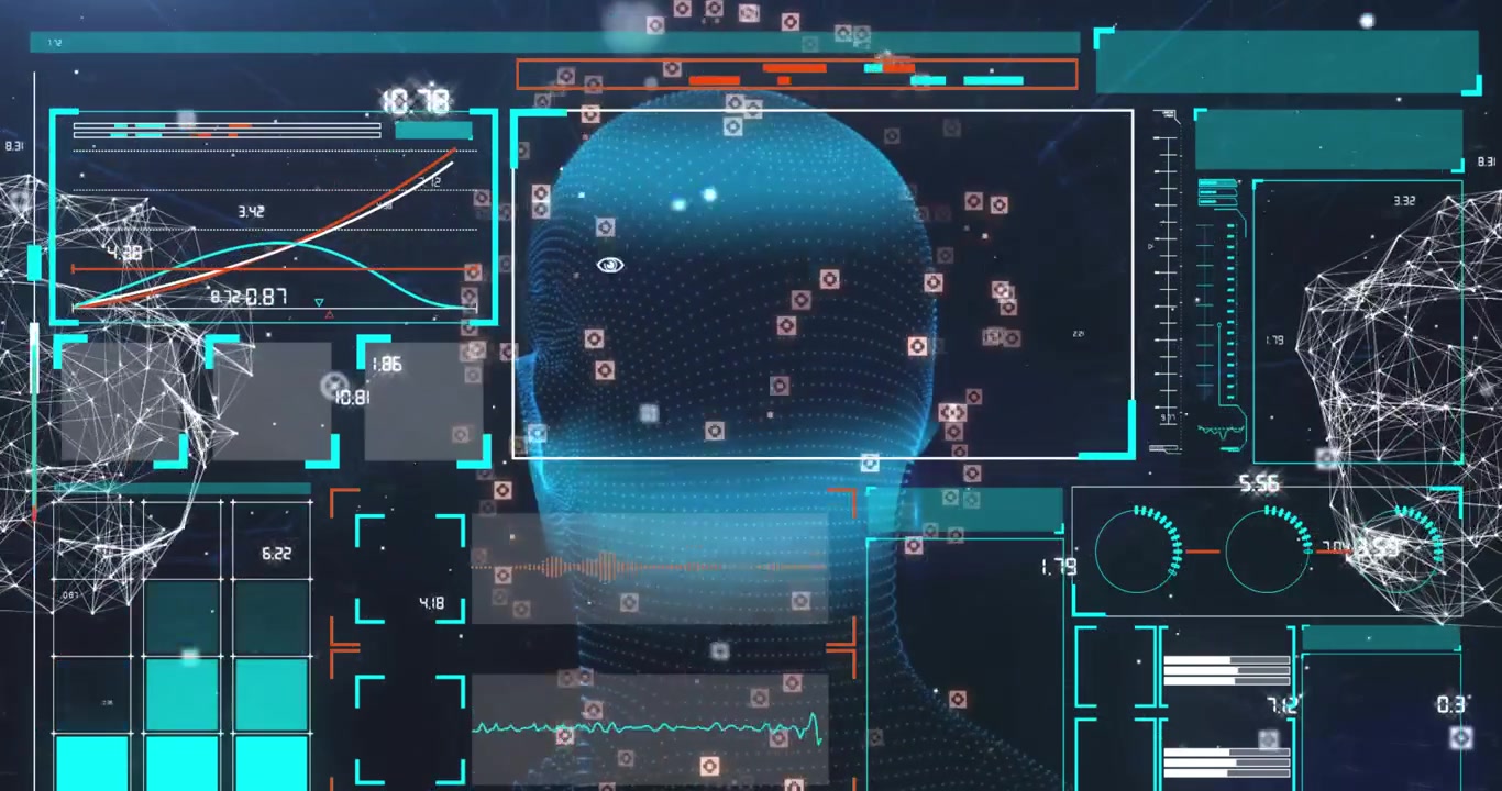 Animation of data processing and digital screens