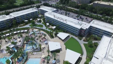 aerial of the large pool at universal's cabana bay beach resort in orlando, florida