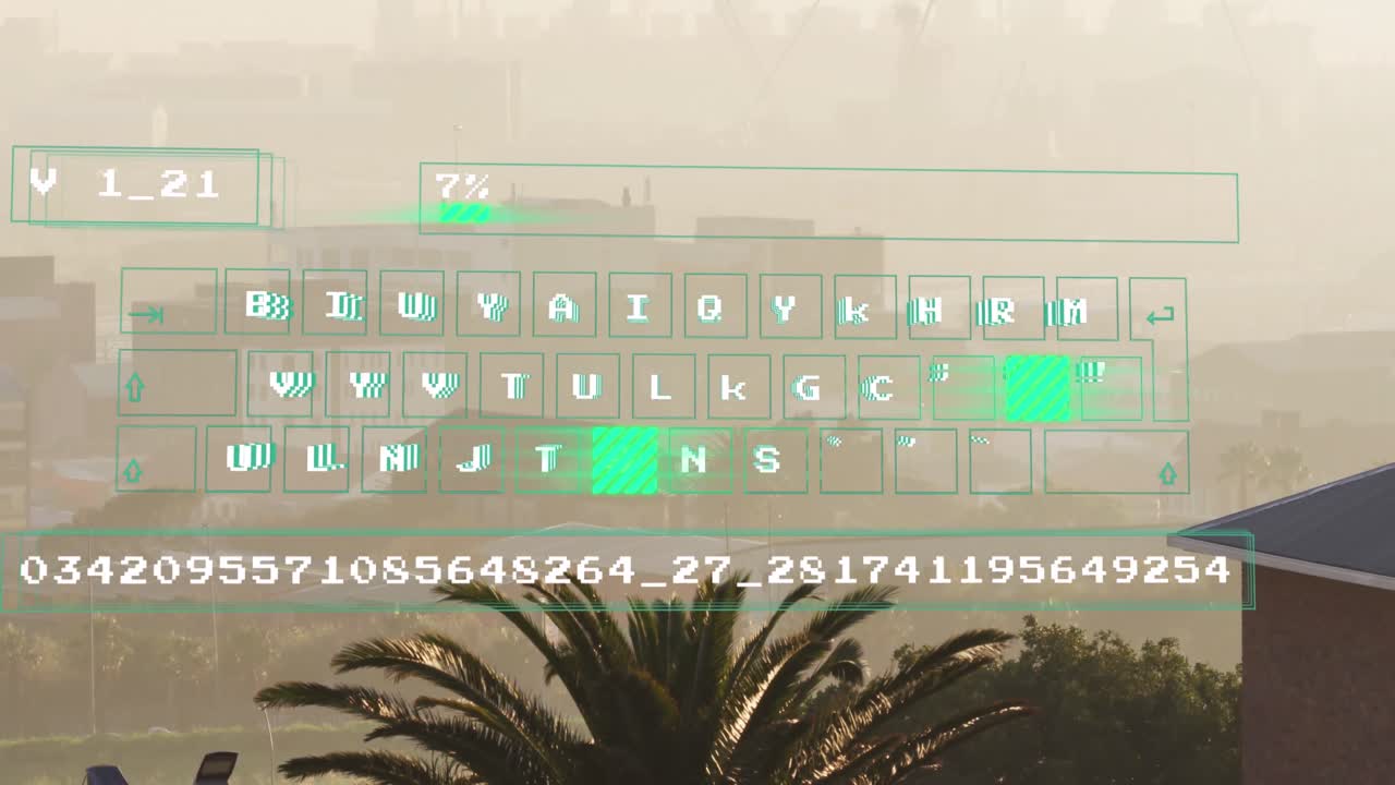 animación del procesamiento de datos sobre el paisaje urbano