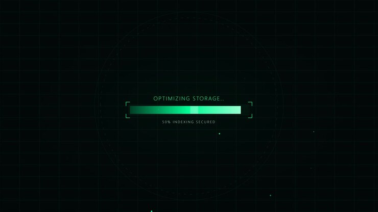 Digital Progress Bar Loading Interface with Futuristic Data Processing