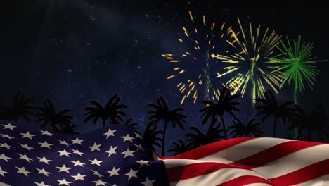 animación digital de espectáculo de fuegos artificiales por la noche 4k