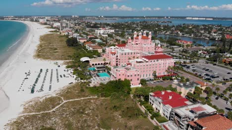 4k drone video of beautiful don cesar hotel on gulf of mexico in st