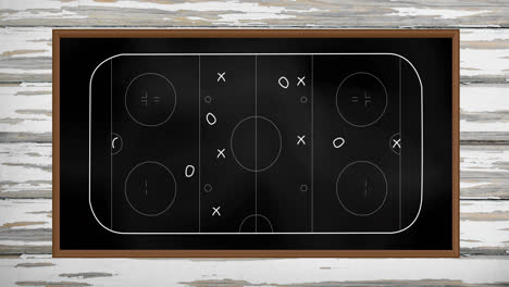 animation of sports tactics over game pitch on blackboard background