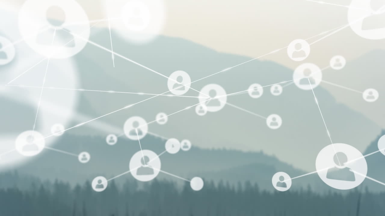 사람들과의 연결 네트워크의 애니메이션 조경에 대한 아이콘