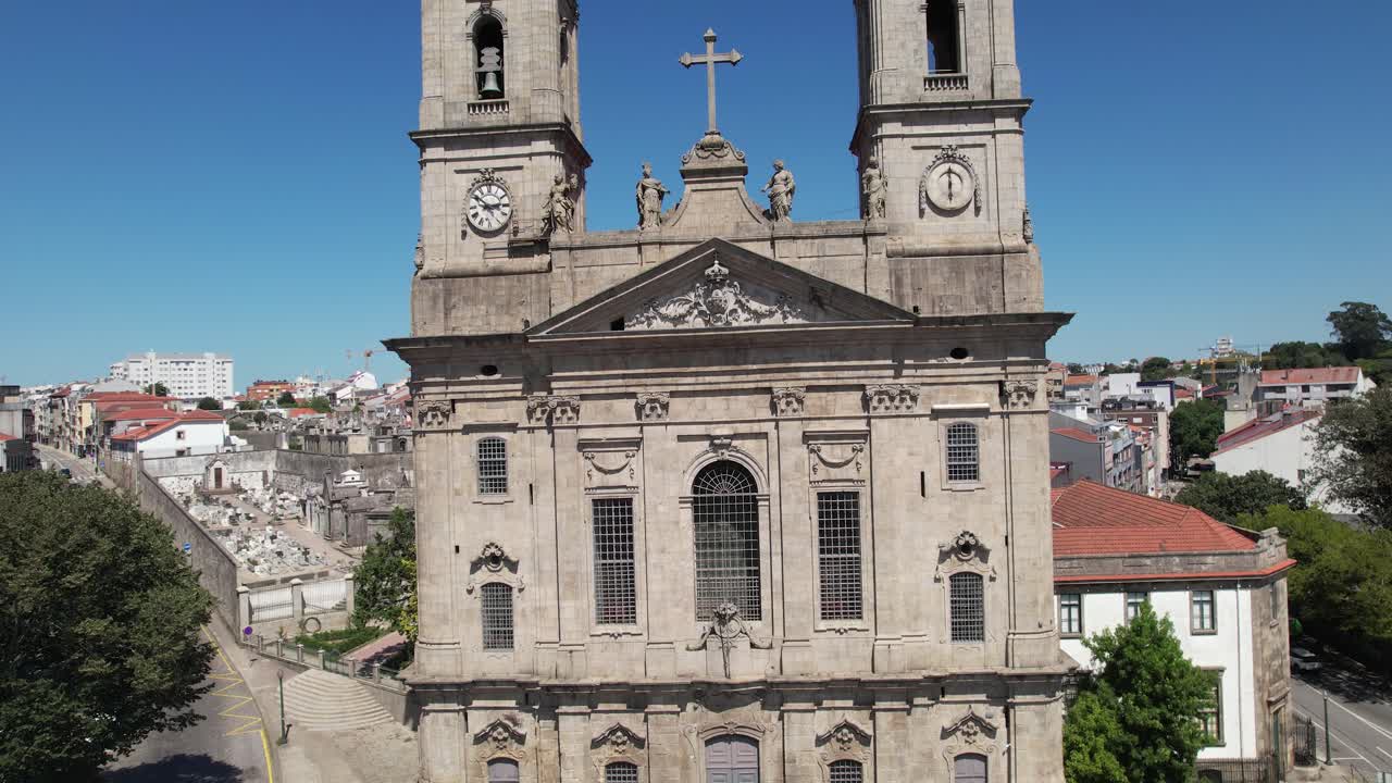 Aerial Lapa Church City of Porto, Portugal
