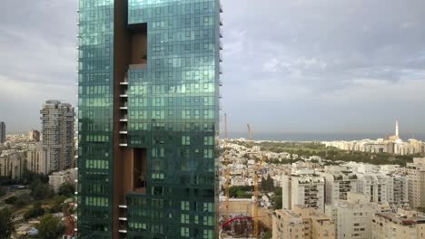 modern buildings in north tel aviv with sea landscape- aerial